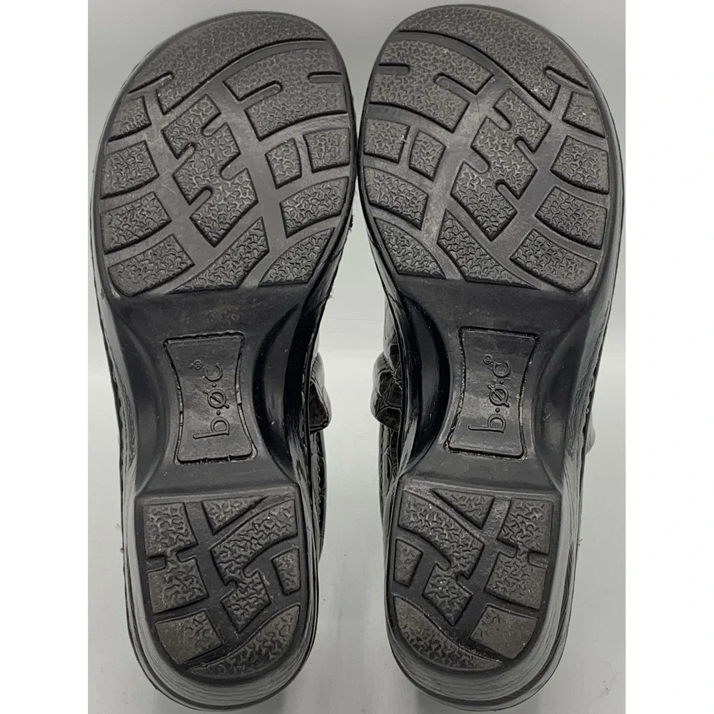 BOC Womens Sz 7.5 Peggy Clogs Gray Crocodile C45728 Slip On Wedge Heels‎